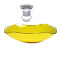 Ver imagem 1 de CUBA DE VIDRO ABAULADA 45CM AMARELO + VALVULA CLICK