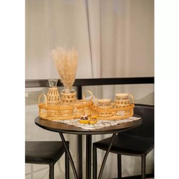 Jarra e Copos Wolff Vidro Sisal 5pçs Garrafa para Suco 800ml Copos Baixos 320ml - 5