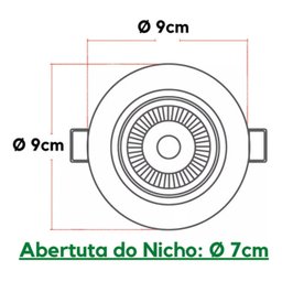 Kit 10 Spot Led Preto 5w 6000k Redondo 90x90 Mm Embutir - 6