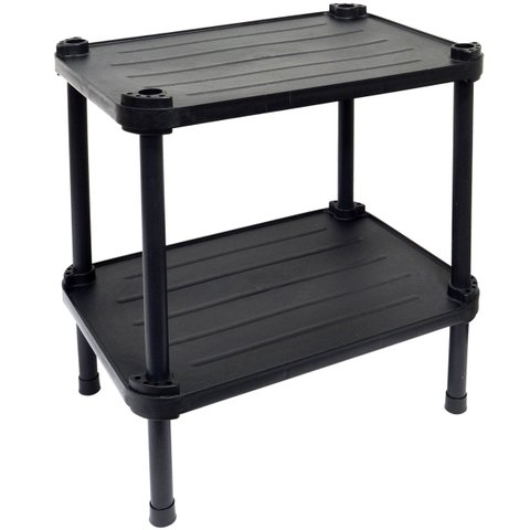 Estante de Plástico Modular Multiuso 2 Prateleiras 1 Torre Preta Montável 26 Kg Qualyplas 2 PRATELEI