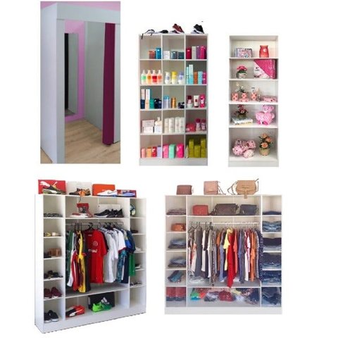 Armário Colméias E Cabideiro + Provador + Estante Prateleira