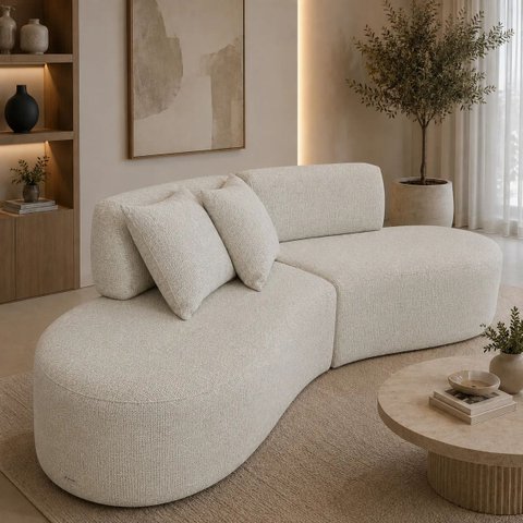 Sofá Luxo Sala Salão 200cm Virginia 2 Lugares Linho Bege