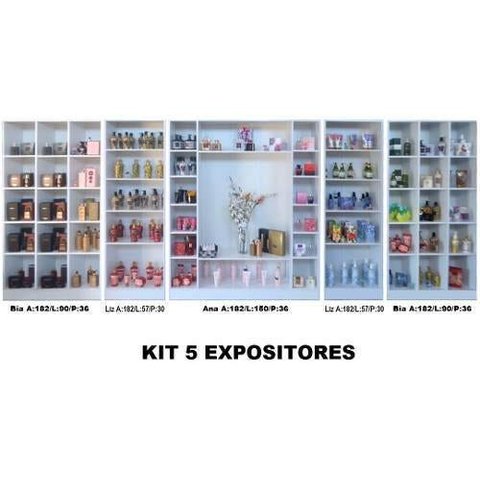 Kit 5 Expositores para Loja: 1 Colméia Ana + 2 Bia + 2 Liz Magia Móveis
