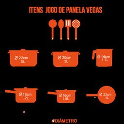 Conjunto de Panelas Vegas 10 Peças Revestimento Cerâmica Antiaderente - Casambiente - 9