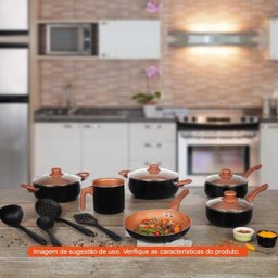 Conjunto de Panelas Vegas 10 Peças Revestimento Cerâmica Antiaderente - Casambiente - 10