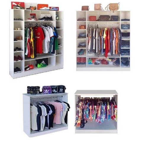 2 Armários Expositores + 2 Balcão Arara