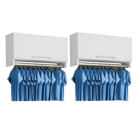 Armário Aéreo Cabideiro Lavanderia Com Pistão À Gás = 2 Unid