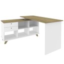 Ver imagem 1 de Mesa Para Computador Escrivaninha Em L Gold 2 Gavetas E Nichos Branco/Olmo - Artany