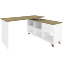 Ver imagem 3 de Mesa Para Computador Escrivaninha Em L Gold 2 Gavetas E Nichos Branco/Olmo - Artany