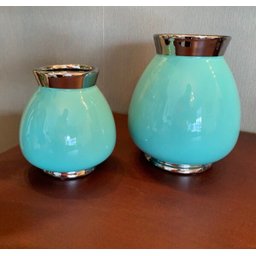 Vaso Decorativo de Cerâmica Azul Turquesa - 14X15cm - 2