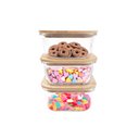 Ver imagem 1 de Kit 3 Potes de Vidro 550ml com Tampa de Bambu Hermético Marmita Quadrados - Tud