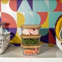 Ver imagem 6 de Kit 3 Potes de Vidro 550ml com Tampa de Bambu Hermético Marmita Quadrados - Tud