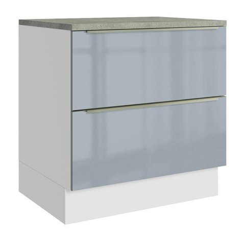 Balcão de Cozinha 80 cm 2 Gavetas Branco/Cinza Lux Madesa