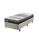 Ver imagem 1 de Cama Box Solteiro 88x188 Linho Bege com Colchão Mola Verticoil