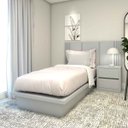 Ver imagem 1 de Cabeceira Solteiro e Mesa Lateral 2 Gavetas Mdf sob Medida 1,60m Cor:prata