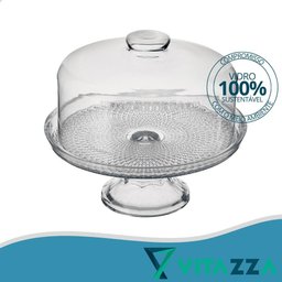 Queijeira de Vidro com Pé Vitazza Boleira Redonda 22cm Tampa - 4