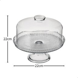 Queijeira de Vidro com Pé Vitazza Boleira Redonda 22cm Tampa - 3