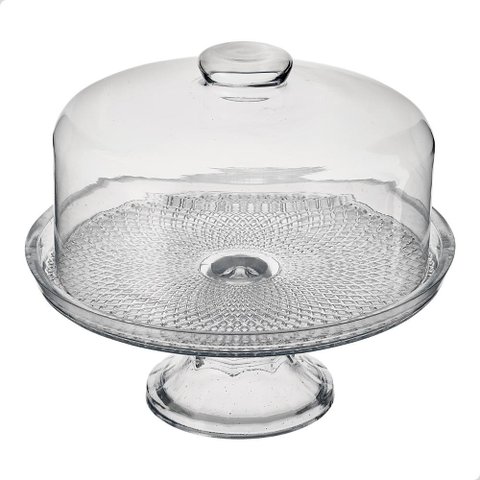 Queijeira de Vidro com Pé Vitazza Boleira Redonda 22cm Tampa