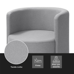 Poltrona para Sala de Estar Orgânica Califórnia Cinza Claro Pês de Ferro - Redenobre - 4
