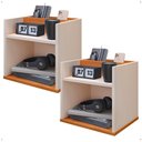 Ver imagem 1 de Kit 2 Mesas Cabeceira Madri Mesinha Suspensa Lateral Cama Decoração Quarto Prateleira Divisória-