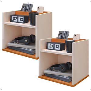 Kit 2 Mesas Cabeceira Madri Mesinha Suspensa Lateral Cama Decoração Quarto Prateleira Divisória-