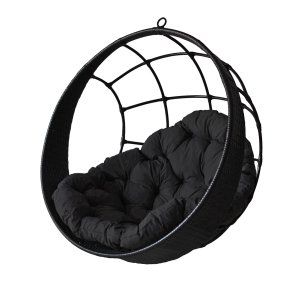 Balanço Suspenso Ninho em Fibra Sintética Artesanal e Almofada Preto