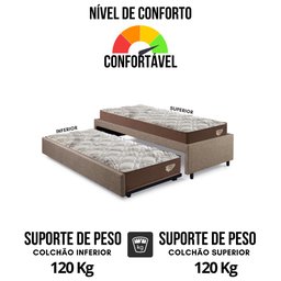 Bicama Box Solteirão 103x208 Linho Marrom com 2 Colchões Relax Adorabile Molas Ensacadas Ecoflex - 6