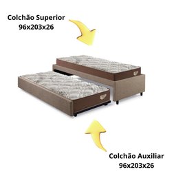 Bicama Box Solteirão 103x208 Linho Marrom com 2 Colchões Relax Adorabile Molas Ensacadas Ecoflex - 7