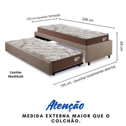 Bicama Box Solteirão 103x208 Linho Marrom com 2 Colchões Relax Adorabile Molas Ensacadas Ecoflex - 2