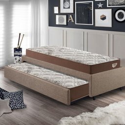 Bicama Box Solteirão 103x208 Linho Marrom com 2 Colchões Relax Adorabile Molas Ensacadas Ecoflex - 3