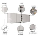 Ver imagem 3 de Kit 2 Armários Aéreos Califórnia 80cm e Nicho Garrafeiro 20cm Riad Branco - Lumil