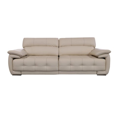 Sofá Retrátil e Reclinável de Couro Filipinas 2,20 M Manteiga Pigmentado - Mempra Design