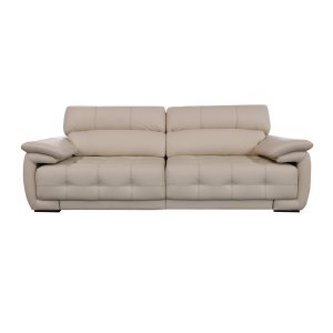 Sofá Retrátil e Reclinável de Couro Filipinas 2,20 M Manteiga Pigmentado - Mempra Design
