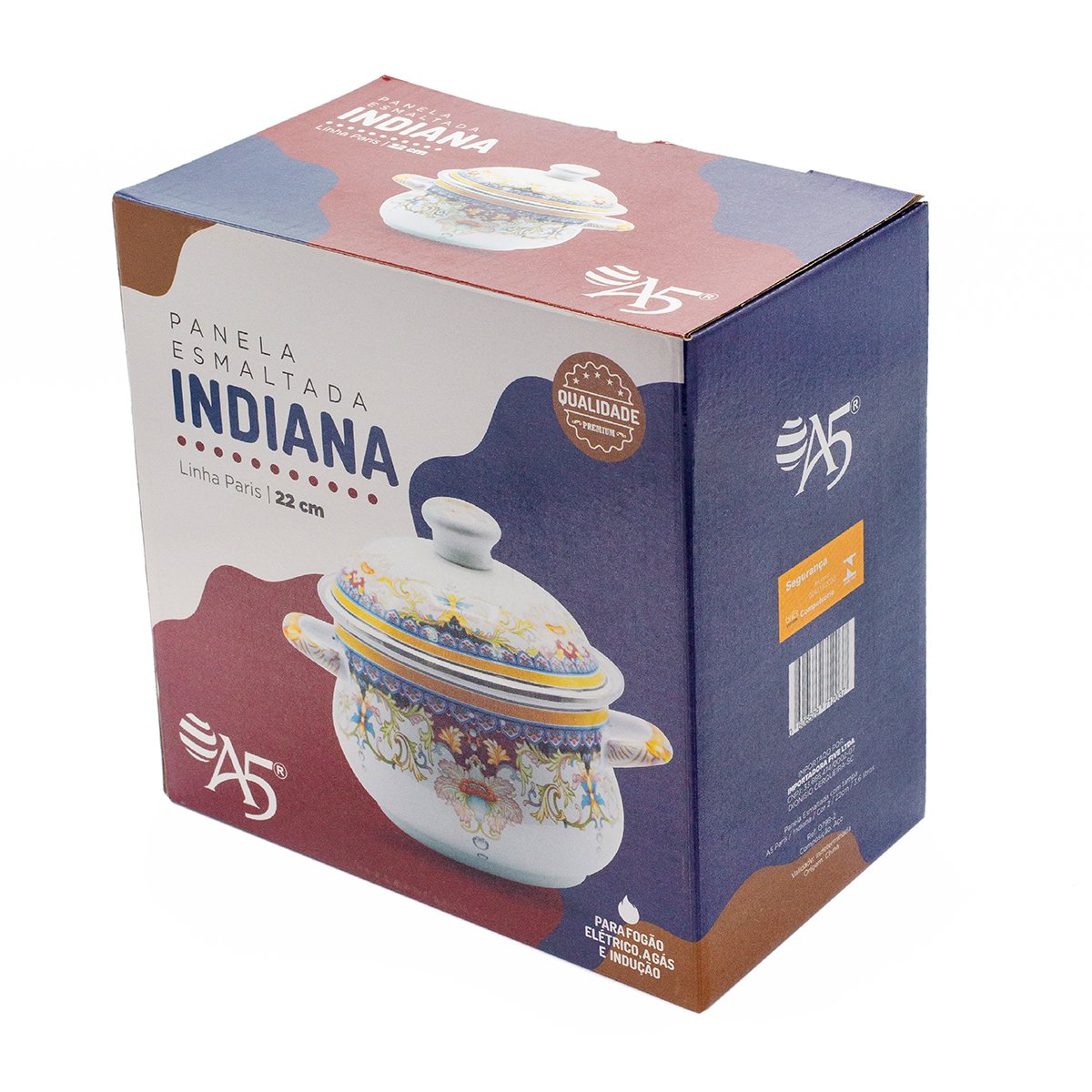 Panela Esmaltada Indiana 3,6 Litros com Tampa com Indução - 4