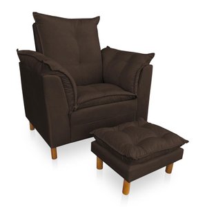 Kit Poltrona Amamentação Sara + Puff Suede Marrom Dal Poz Estofados