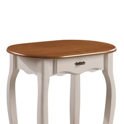 Aparador Oval em Madeira Maciça 1 Gaveta e Prateleira 1034 Linz Móveis - Off White/imbuia Glazer - 2