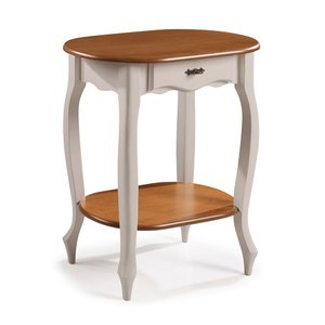 Aparador Oval em Madeira Maciça 1 Gaveta e Prateleira 1034 Linz Móveis - Off White/imbuia Glazer