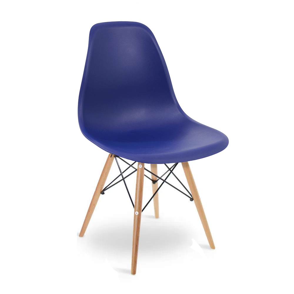 Cadeira Charles Design Eiffel Jantar Azul Marinho Eames Wood