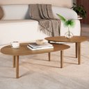 Ver imagem 1 de Conjunto Mesa de Centro Moderna Pés Madeira Tampo 18mm Merk