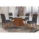 Ver imagem 1 de Conjunto: Mesa de Cozinha Luna C/ Tampo Madeirado C/ Vidro Canto Curvo 120x80cm e 4 Cadeiras