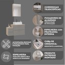 Ver imagem 5 de Conjunto Gabinete Banheiro Nivus 80cm (armário + Cuba + Espelheira) Madeirado / Cinza