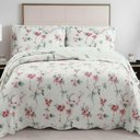 Ver imagem 3 de Kit Cobre Leito Colcha Magnus Solteiro 2 Peças Dupla Face Estampado Floral - Brisa Rosa - 100% Poli