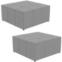 Ver imagem 3 de Kit 02 Puffs Quadrado Milano 90x90 W01 Suede Cinza
