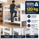 Ver imagem 2 de Beliche 2 em 1 Vira 2 Camas Solteiro Escada Reforçada 100% MDF Adulto e Infantil Quarto