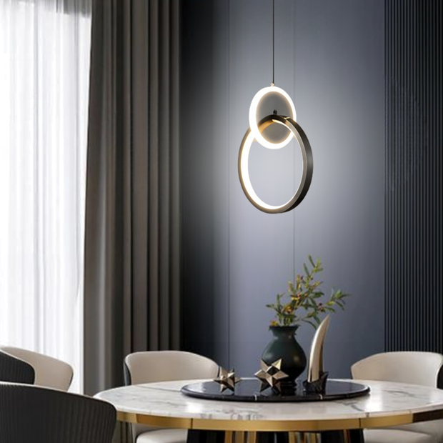 Ver imagem 1 de Luminária Pendente Teto 1,50m Led Duplo 24 Watts 3 Cores Lustre Bivolt Gimpo Kjdd-l-004:preto
