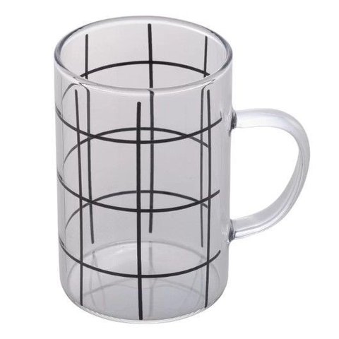 Caneca de Vidro Transparente com Listas - 280 Ml