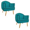 Kit 02 Poltronas Athena Pés Palito Suedeazul Turquesa - 1