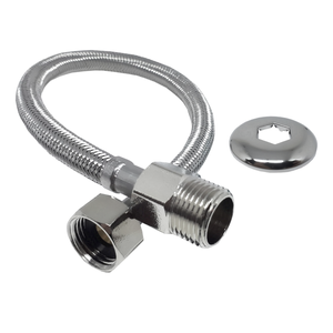 Engate Mangueira Flexível Trançado Aço Inox 60cm Quente Fria:Prateado
