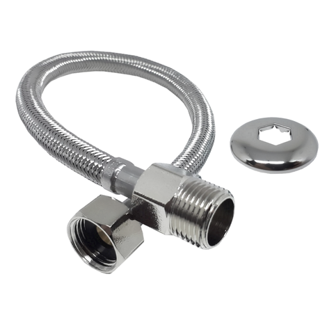 Engate Mangueira Flexível Trançado Aço Inox 60cm Quente Fria:Prateado