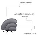 Ver imagem 3 de Poltrona Decorativa Micheli Base Giratória e Balanço Veludo Cor Cinza